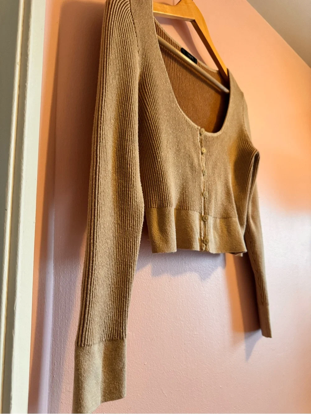 J. Crew Beige Scoop Neck Ribbed Cropped Sweater